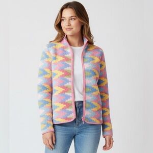 South Cotton Womens Cardigan S Striped Full Zip Cropped Sweater Multicolor